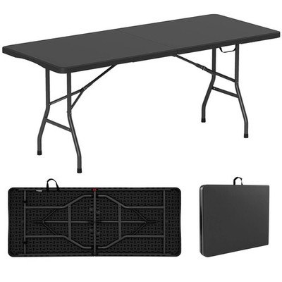6 ft Portable Folding Table w/HDPE Tabletop Safe Lock Mechanism Carrying Handle