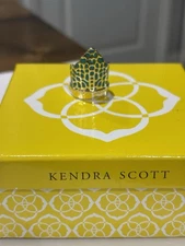 Kendra Scott Paige Crown Ring Gold With Teal Enamel Size 7