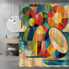 Abstract Geometric Art Shower Curtain, Colorful Circle Print