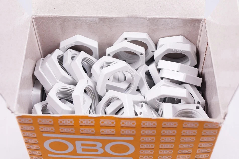 10 Stück OBO Bettermann 116 M25 LGR PA 2048930 Gegenmutter M25 Polyamid