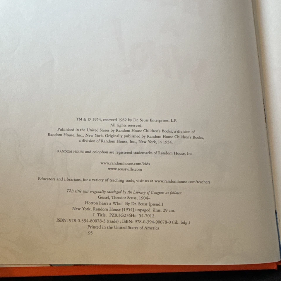Серия Classic Seuss: Horton Hears A Who! от Seuss 1982 HC - Изображение 4 из 4