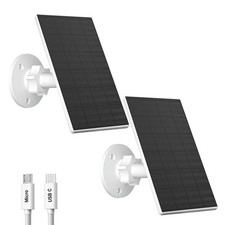 2W Solar Panel for Security Cameras, Solar Charger with Micro USB USB-C Por...