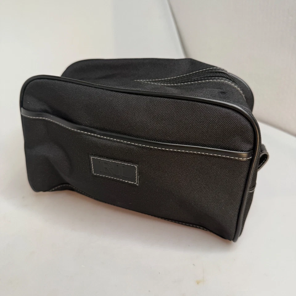 Bolsa de cosméticos de viaje negra RL Ralph Lauren 10" x 6" x 5" Foto 2 de 4