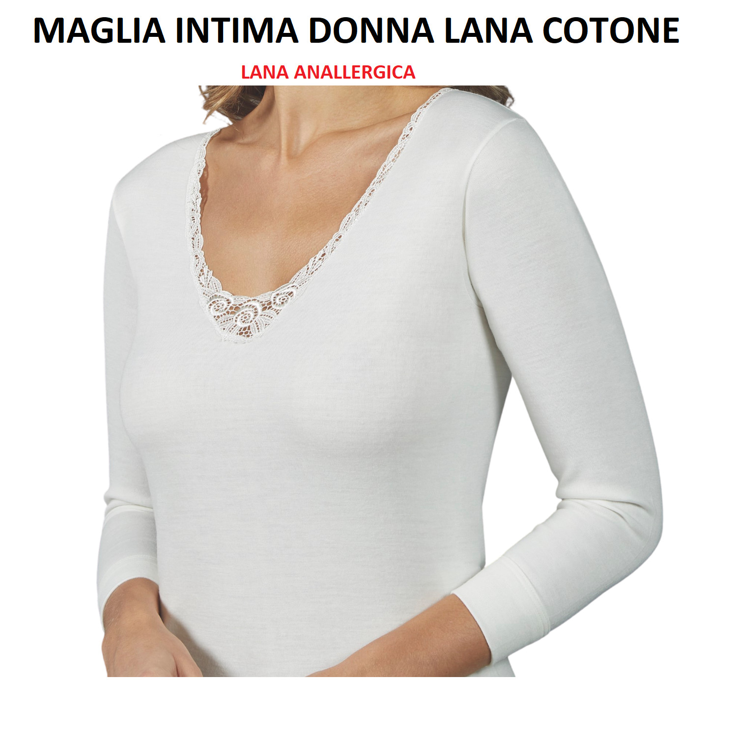 CAMISETA DE MUJER LANA ALGODÓN MANGA LARGA INTERIOR INVIERNO FRÍO MONTAÑA 93