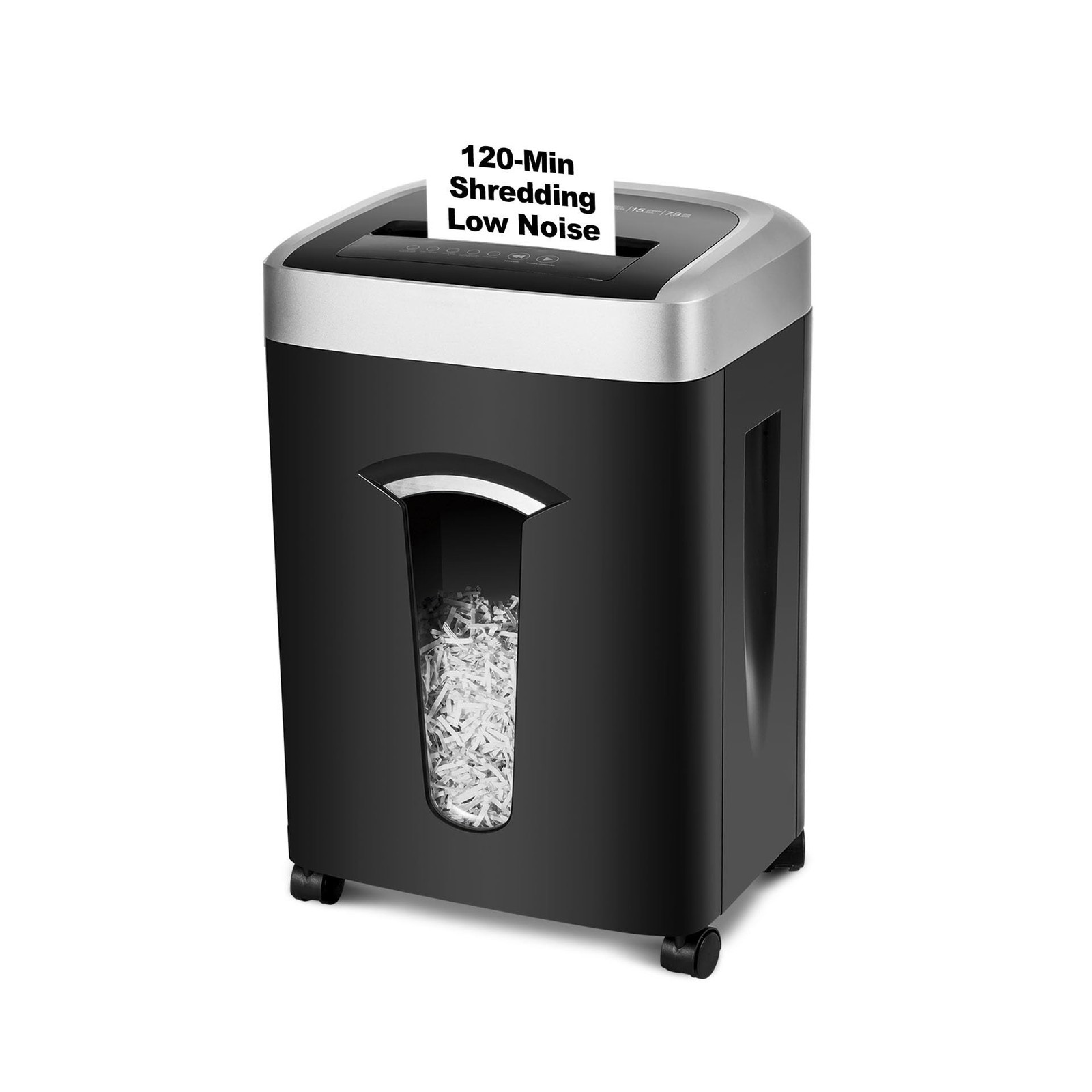 120-Minute Paper Shredder - 15-Sheet Capacity, 30L（7.