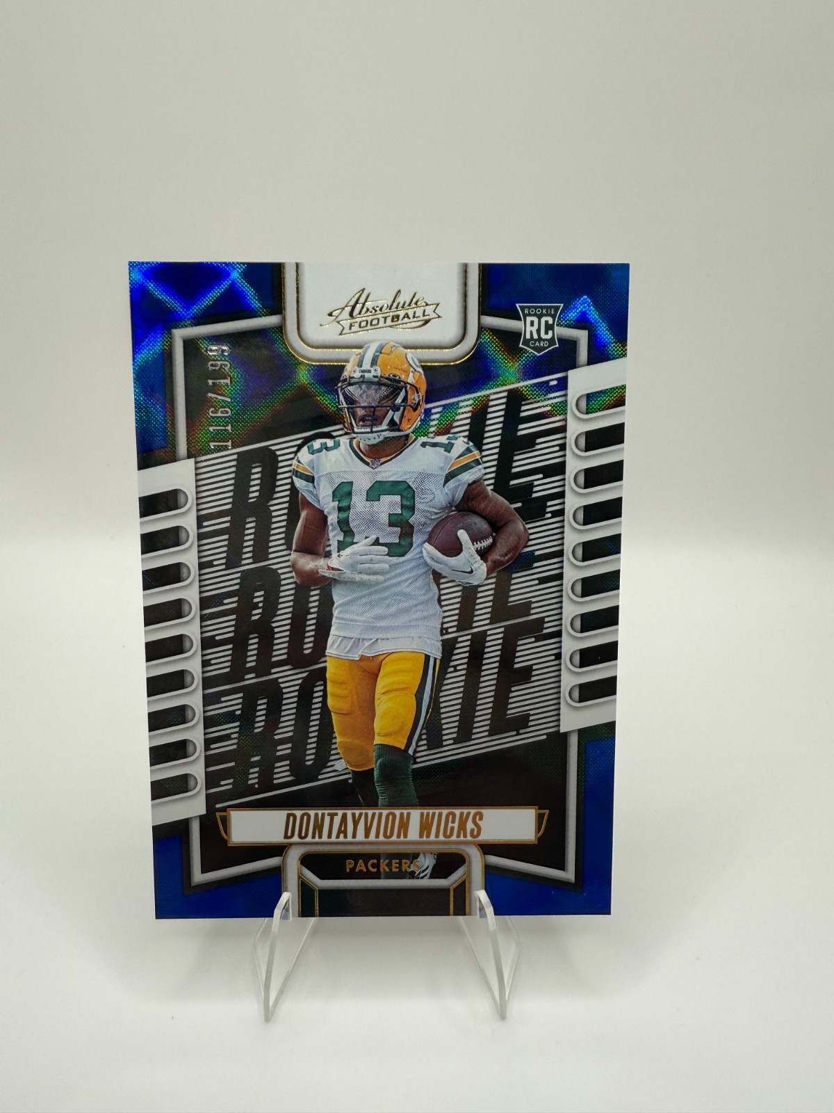 2023 Absolute Football Dontayvion Wicks RC Blue Diamond /199 Packers