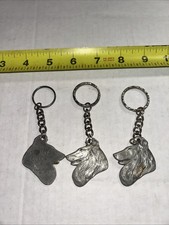3 Vintage 1982 Rawcliffe Pewter I Love My Collie Dog Key Chain 4.25" Dogs Animal