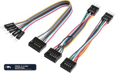 Motherboard Front Panel Adapter Kit: Power Switch/USB 2.0/Audio Connector