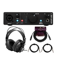 Arturia MiniFuse 1 USB C Audio Interface Headphones Cable Bundle Black 