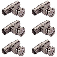 6x BNC T Connector Adapter 1 Male to 2 Female Video Splitter CCTV Camera Nickel