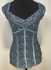 Vtg Y2K Ann Ferriday Lace Stretch Corset Top Fairy Romantic Blue M Whimsigoth