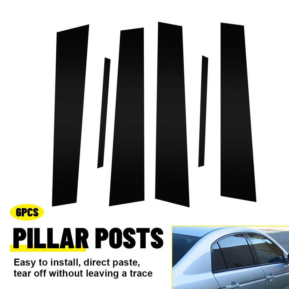 Black Pillar Trim For Chevy Equinox 05-09 6pc Set Door Cover