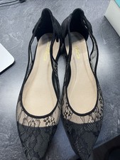 Midnight velvet women's black lace, flat dress shoe size 11 medium