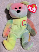 Ty Beanie Baby Peace Bear DOB February 1, 1996 MWMT Free Shipping
