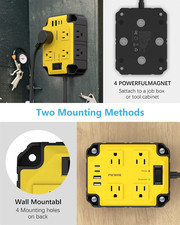 8-Outlets Heavy Duty Power Strip 4 USB Ports 2 USB-C Industrial Magnetic Surge