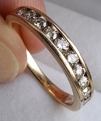 14 kt Gold 0,50 kt Diamant Ewigkeit Ehering eleganter Ring Größe N gepunzt