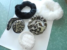FLUFFY FAUX FUR EARMUFFS WARM WINTER HEAD COVERING IVORY LEAOPARD HEADBAND LOT