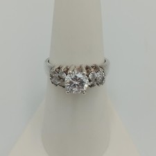 925 Sterling Silver Round Brilliant Cubic Zirconia CZ Engagement Ring Size 7.25