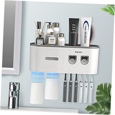 Toothbrush Holders Wall Mounted, Toothbrush Holder with Automatic Grey 2 Cups