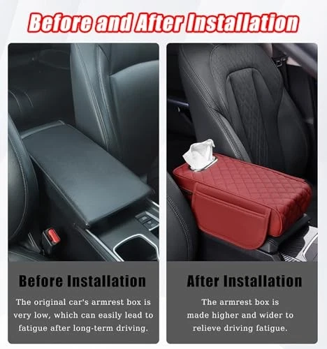 Center Console Armrest Cover for Volvo XC60 2009-2015, Black Leather with Tissue - Image 3 of 4