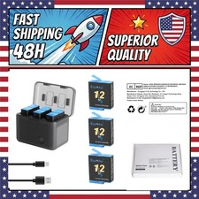 Rechargeable Battery 3-Pack and 3-Channel USB Charger for GoPro Hero 9 10 11 12