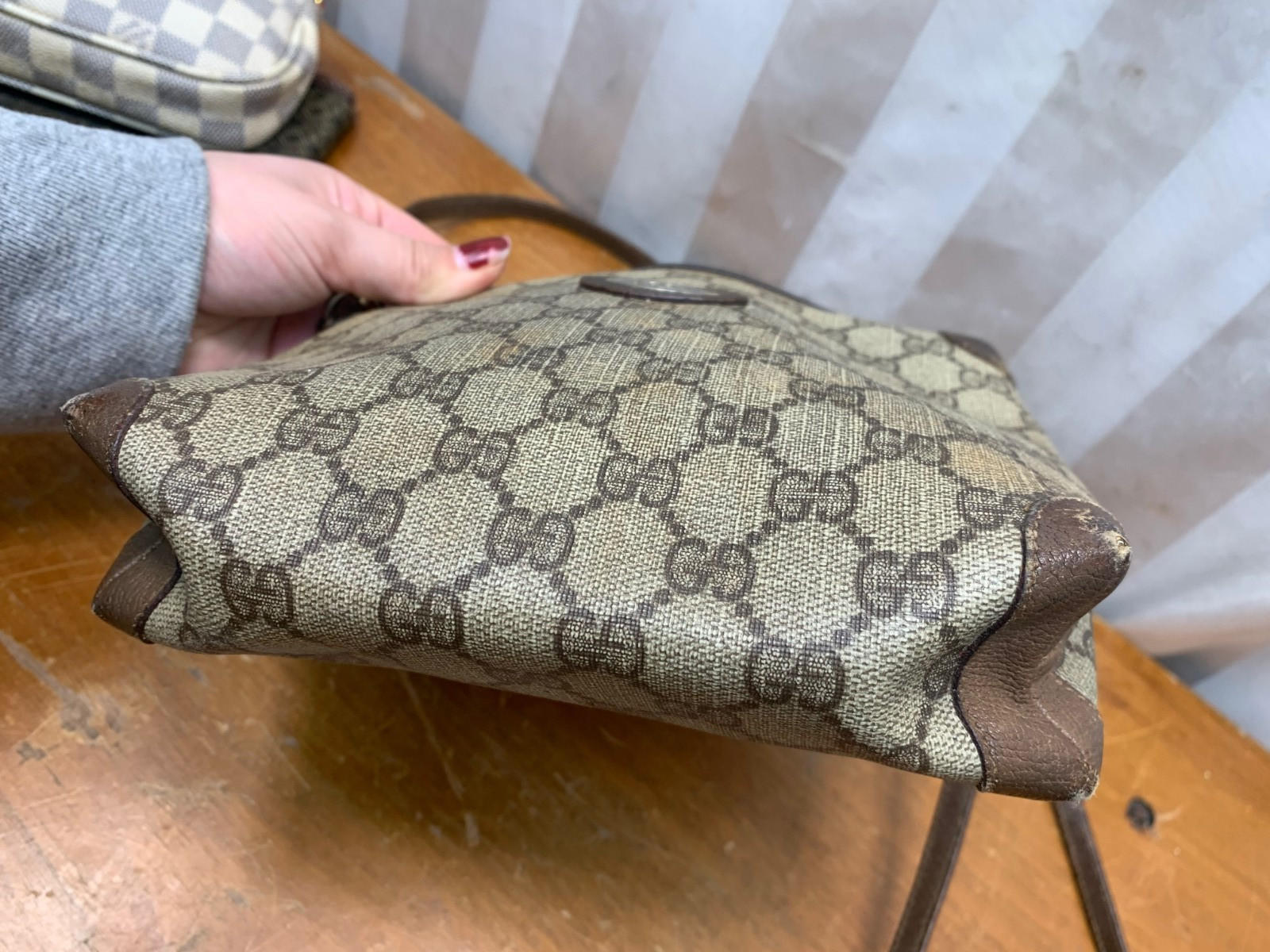 3 Small Designer Brown Geometric Pattern Purses S… - image 15