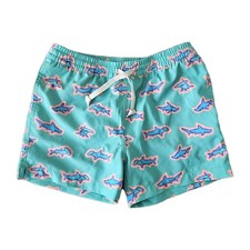 Chubbies Boys Swim Trunks Youth Size M 10/12 Teal Green Sharks Lined Beach