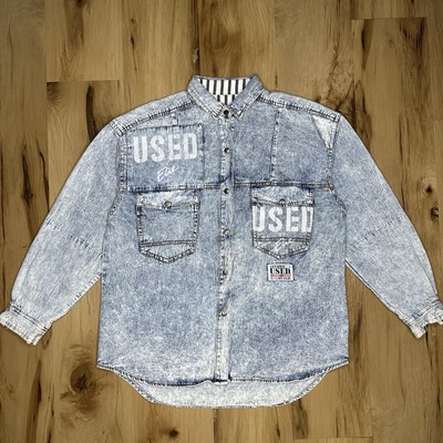 Get Used by Elie 80 s Vintage Destroyed Denim Acid Wash Jacket Small Oversized