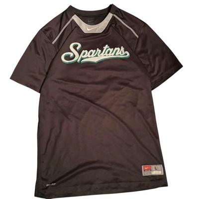Nike Black Spartans Michigan State Dri-FIT Jersey Shirt Large