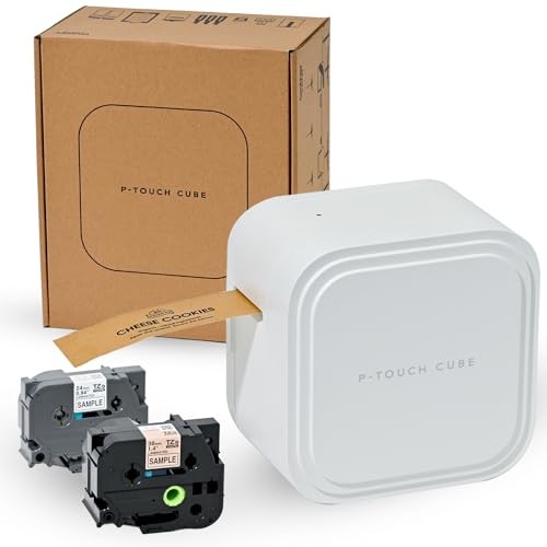 Brother P-touch Cube PT-P910BT Label Maker (Smartphone &  2 Sample Tapes)