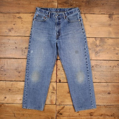 Levis 550 Jeans 34x28 Herren Blau Relaxed Taper Faded Mid Stonewash Denim