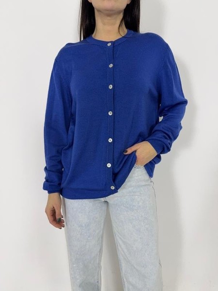 Women Peter Hahn Sweater Navy Wool 46 #C8SO