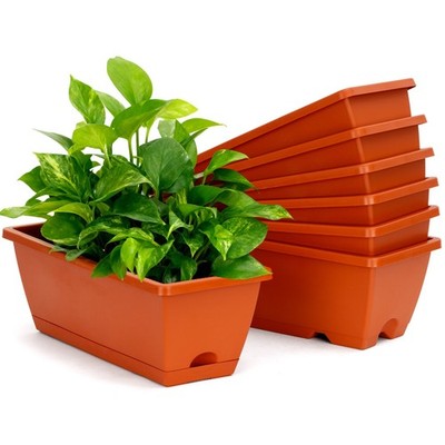 Bamworld 7 Pcs Window Box Planter Rectangle Flower Box with Drainage Hole & Tray