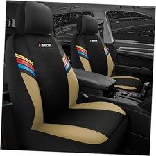 Car Seat Covers Leather and Mesh Seat Covers, Universal Fit Front Seat Beige