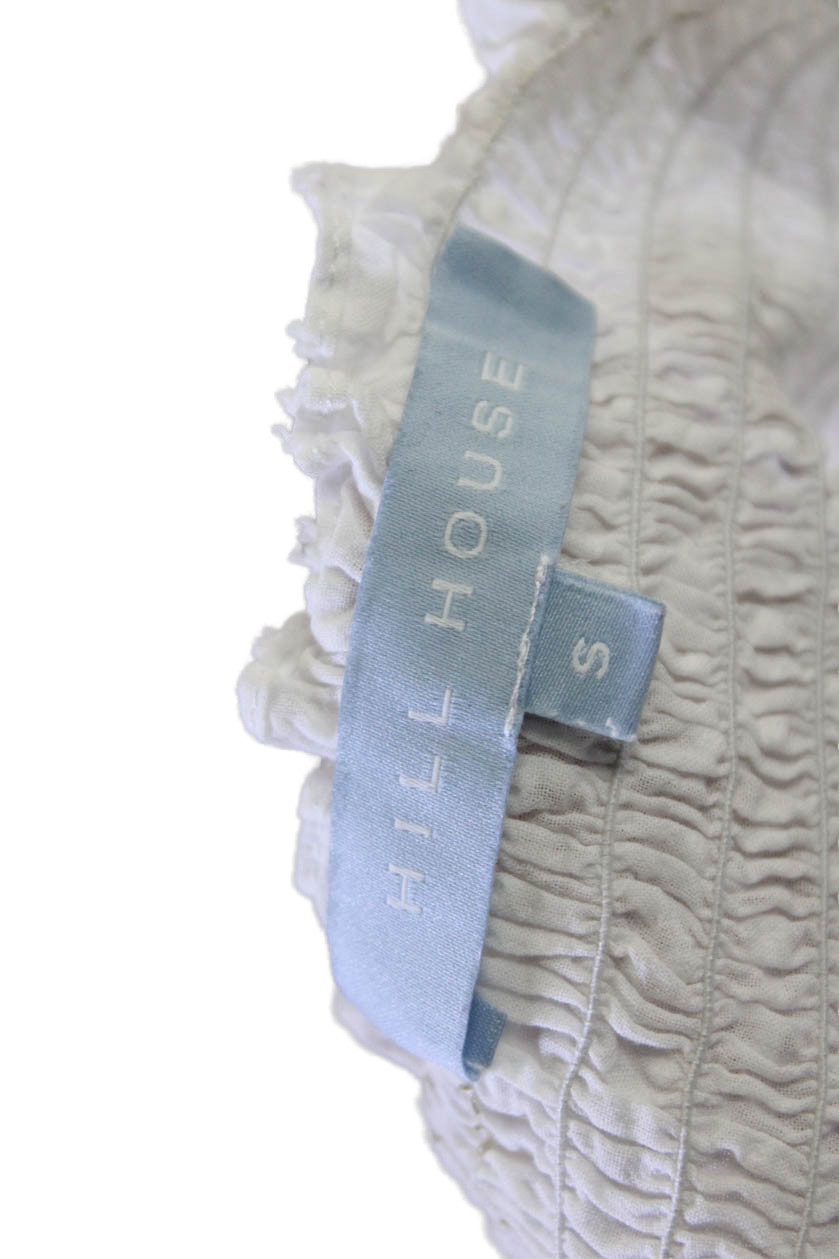 Hill House Womens Swiss Dot Short Sleeves Sun Dress White Cotton Size Small