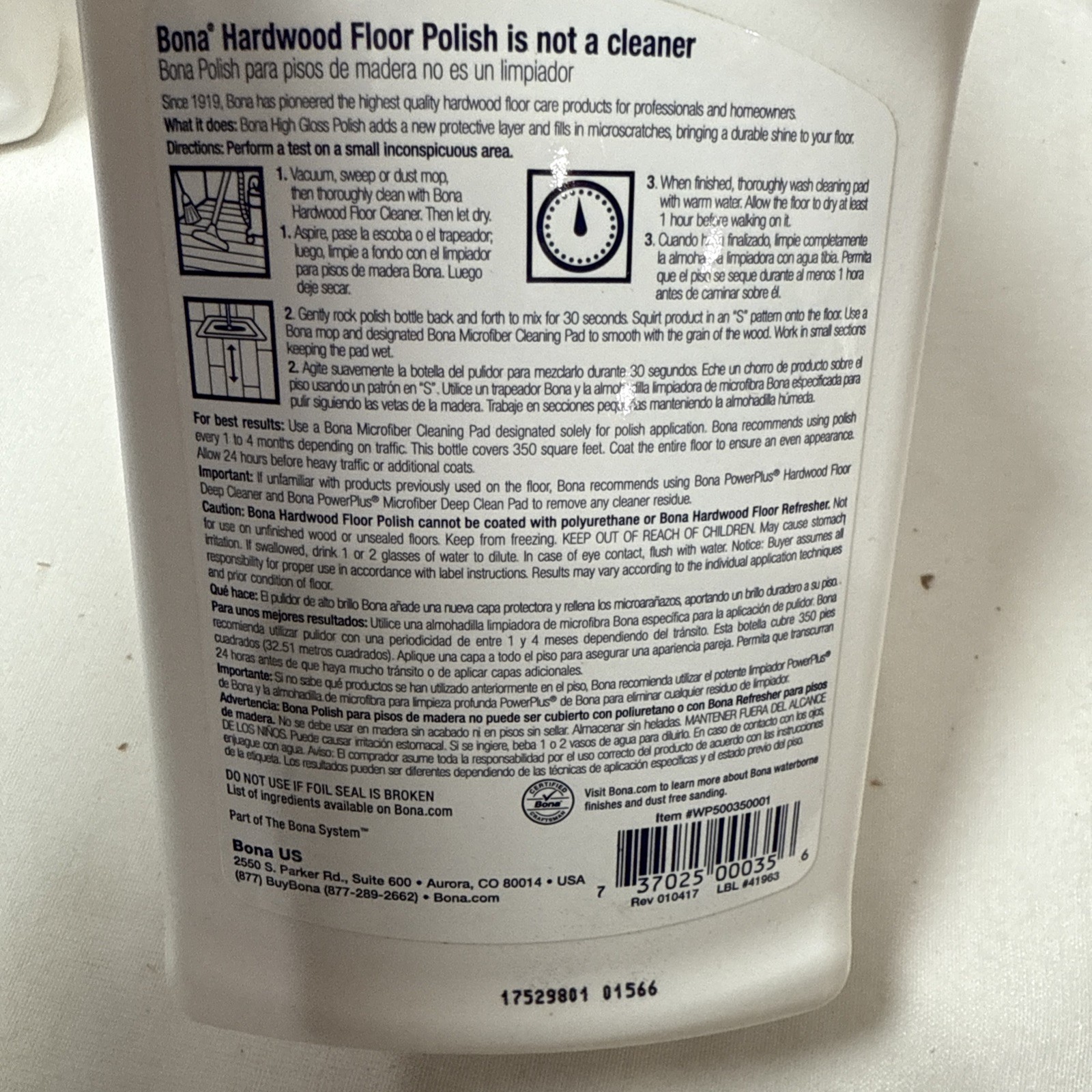 Lot Of 3 Bona Hardwood Floor Polish High Gloss 24 Fl Oz