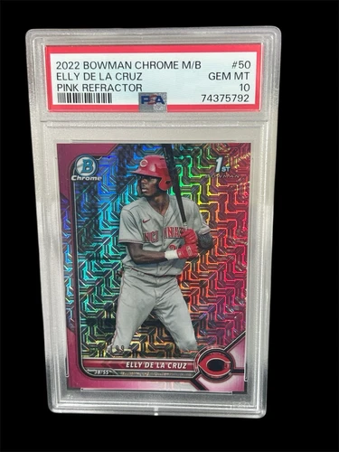 2022 Bowman Mega Box Chrome Elly De La Cruz Pink Refractor PSA 10 Reds RC /199