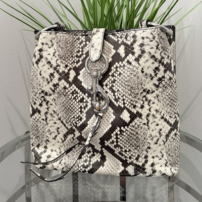 Rebecca Minkoff Snake Print Medium Shoulder Bag Snap, Strap Silver