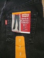 Levi's Boys 511 Slim Fit Denim Jeans - Black Size 7