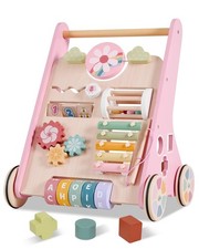 Wooden Baby Walker with Wheels, Adjustable Speed Baby Push Walker, Montessori...