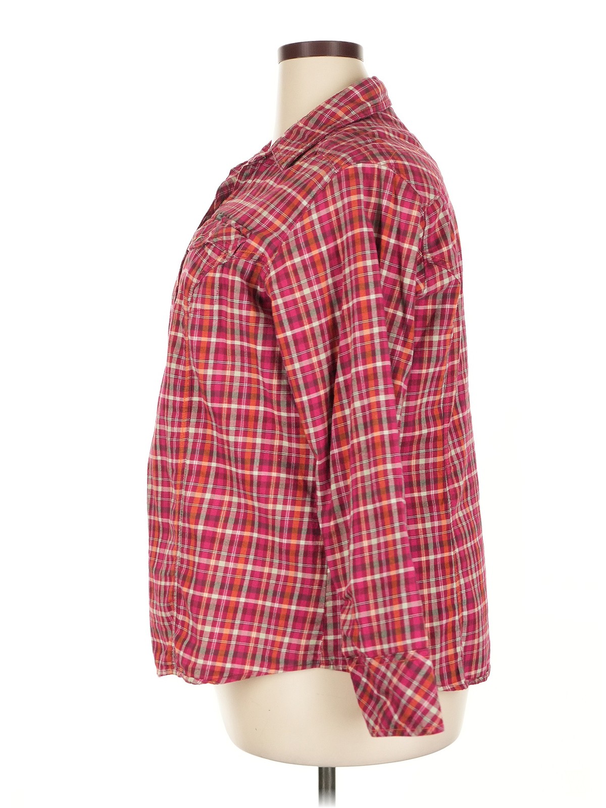 Columbia Women Red Long Sleeve Button-Down Shirt 2X Plus thumbnail 4
