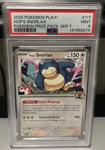 2025 Pokémon Play Series 7 Hop’s Snorlax #117 PSA 9