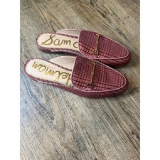 Sam Edelman Linnie Mules Pink Black Plaid Horsebit Loafers Size 8M US 38 EUR