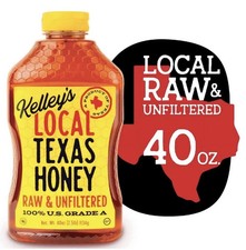 Kelley Honey Farms Raw and Unfiltered Honey, 100 Pure Grade A, 40 oz Squeeze