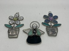 Ganz Stained Glass Suncatchers 2 Flower Pot And An Angel