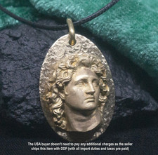 Collier en bronze Alexandre le Grand, pendentif grec ancien, art de la mythol...