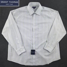 Grant Thomas Dress Shirt Non-Iron Button Up Striped Cotton Men's 18 34/35 NWT