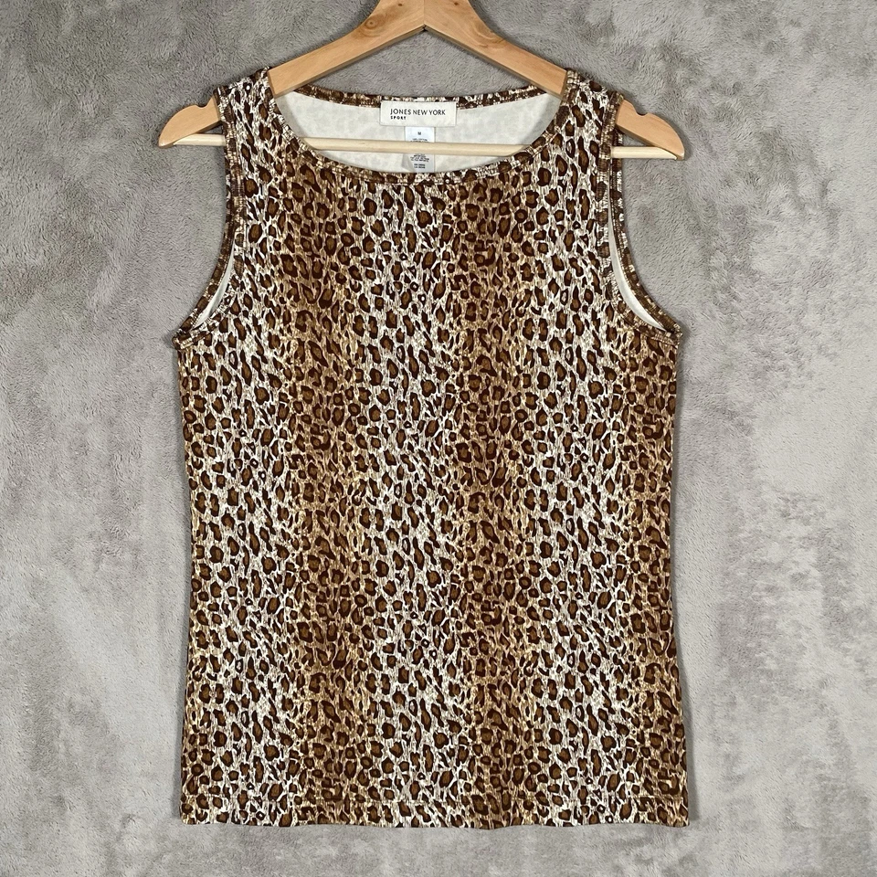Jones NY Sport Leopard Print Tank Top Womens M Sleeveless Career Casual Layering - Image 2 of 4