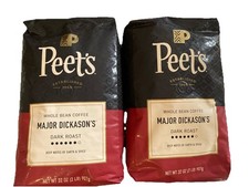 2pk Peet's Major Dickason's Blend Dark Roast Whole Bean Coffee 2lbs Bag By 12/26