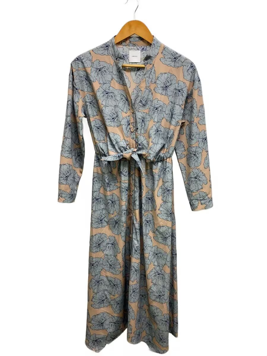 AMERI Shirt Dress Polyester BEG Floral Print 0291… - image 1